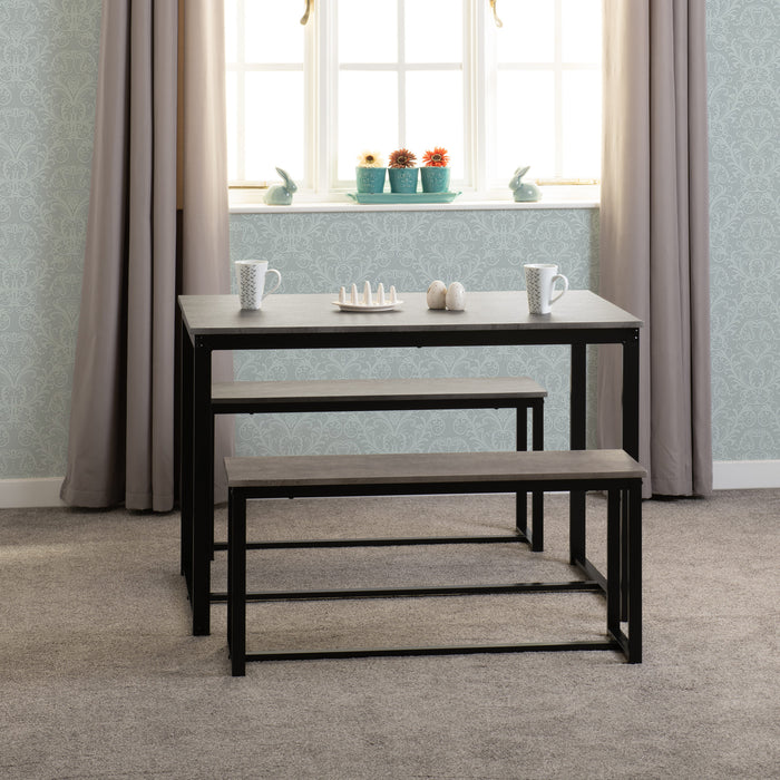 lincoln dining set with bench in stone effect