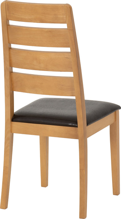 oak dining chair varnished with brown cushion