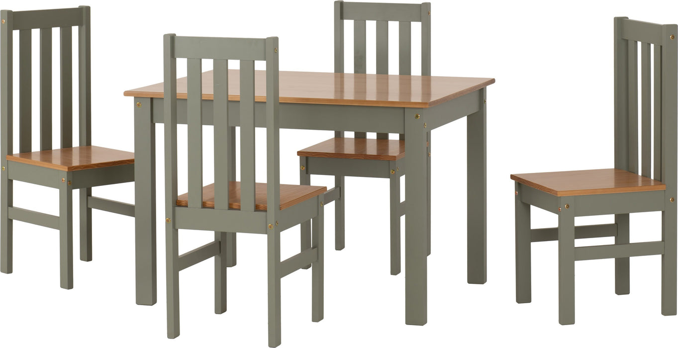 Ludlow 1+4 Dining Set – Green/Oak Lacquer