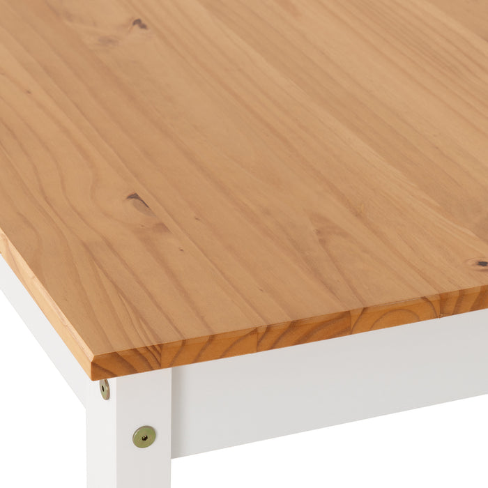 white oak dining table close up