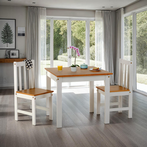 ludlow dining set in white and oak with 2 dining chairs 