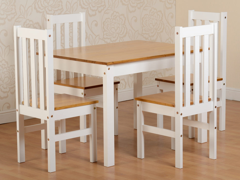 small dining set oak and white with 4 dining chairs