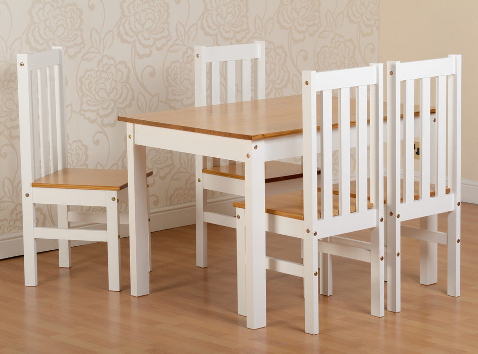 small dining set oak and white with 4 dining chairs