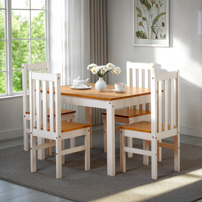 small dining set oak and white with 4 dining chairs