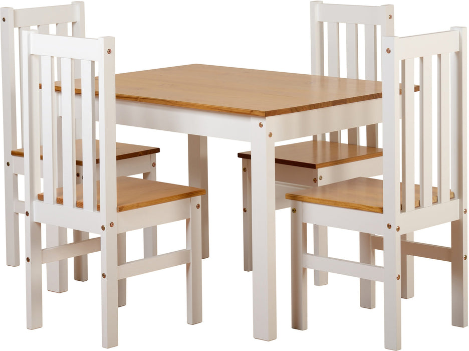 small dining set oak and white with 4 dining chairs