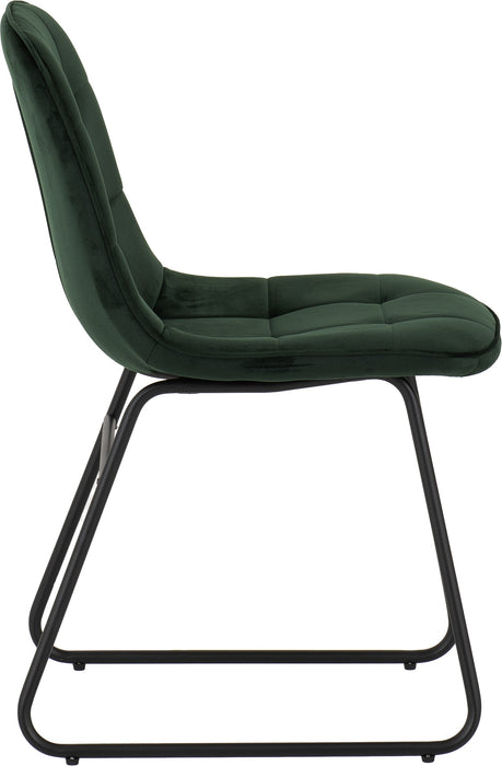 emerald green velvet cushioned dining chair