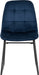 front view of velvet blue dining chair, sapphire