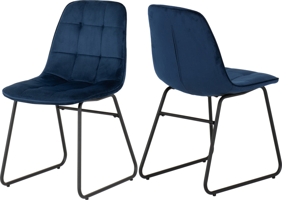 sapphire blue dining chair cushioned x 2