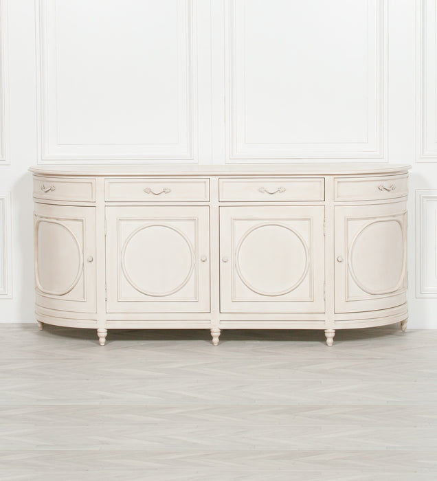 French Style Aged Ivory Sideboard with 4 Doors 4 Drawers