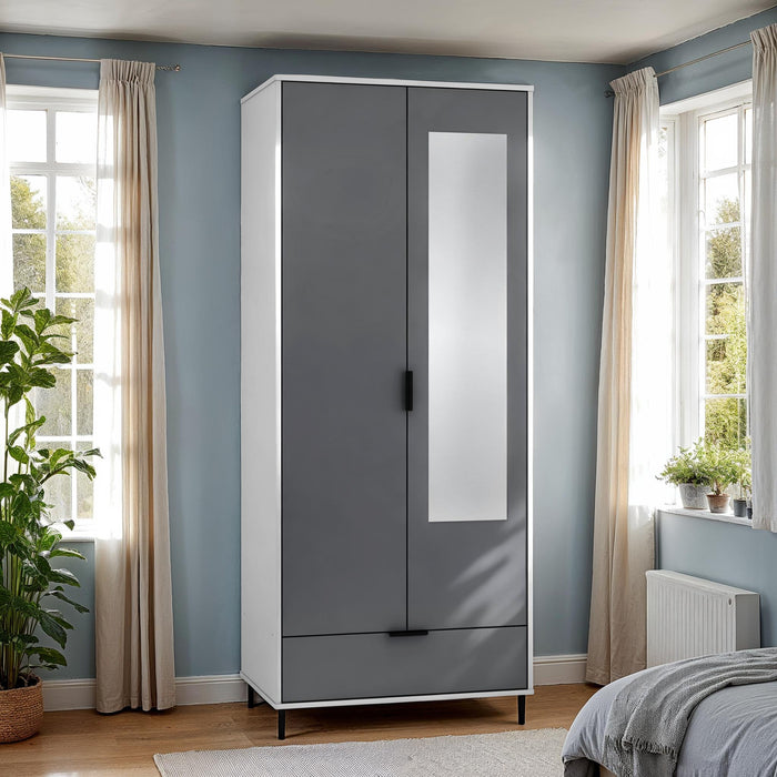 Madrid 2 Door 1 Drawer Mirrored Wardrobe