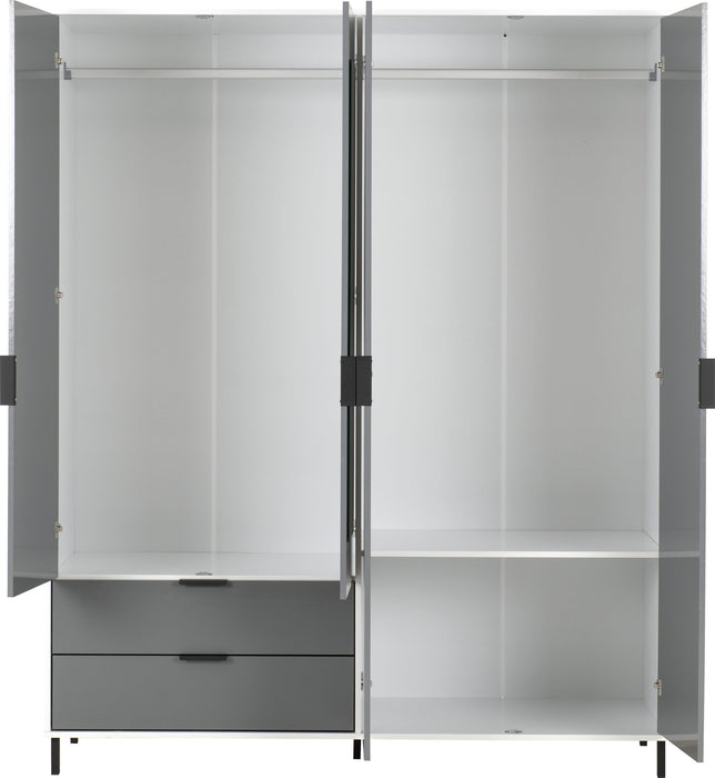 Madrid 4 Door 2 Drawer Mirrored Wardrobe