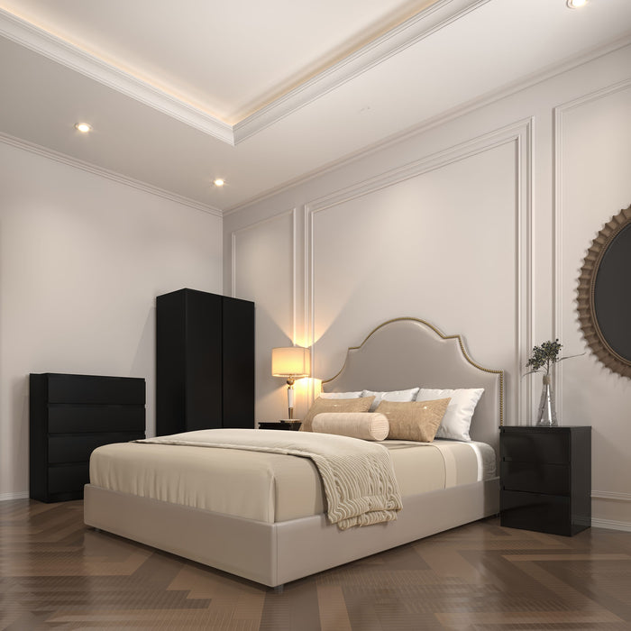 Malvern 2 Door Wardrobe Bedroom Set - Black