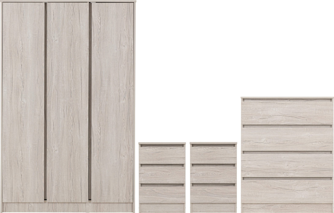Malvern 3 Door Wardrobe Bedroom Set – Urban Snow