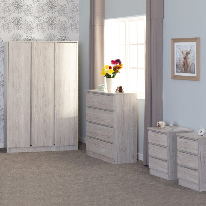 Malvern 3 Door Wardrobe Bedroom Set – Urban Snow