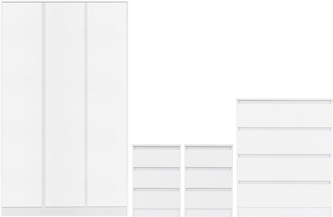 Malvern 3 Door Wardrobe Bedroom Set - White