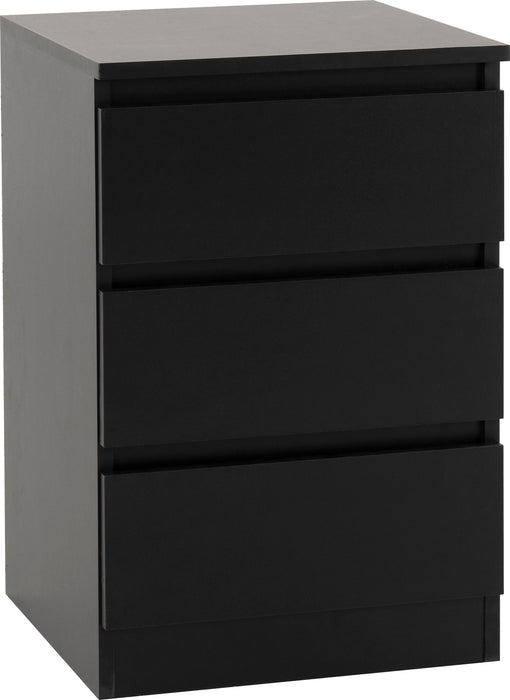 Pair of Malvern 3 Drawer Bedside Tables – Black