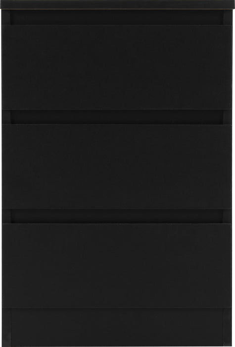 Malvern 3 Drawer Bedside Table – Black