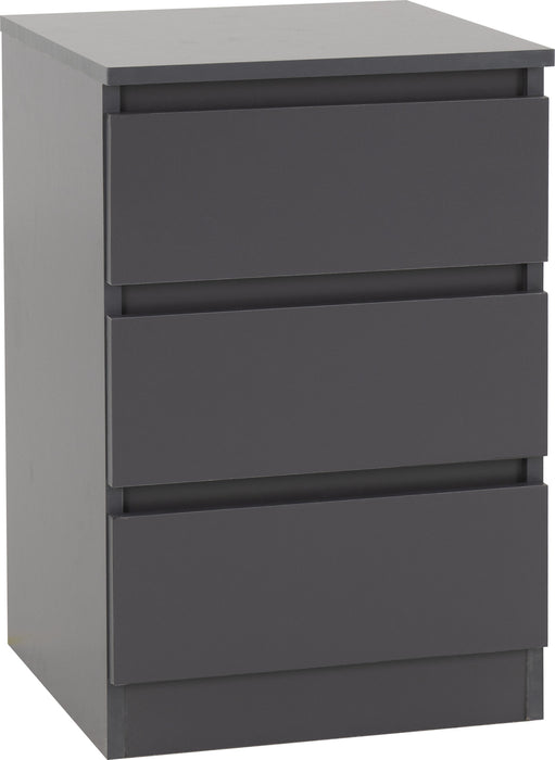 Malvern 3 Drawer Bedside Table – Grey