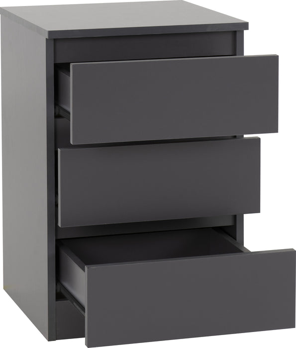 Malvern 3 Drawer Bedside Table – Grey