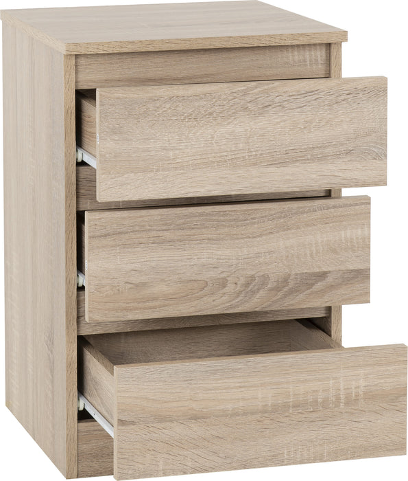 Malvern 3 Drawer Bedside Table - Sonoma Oak Effect