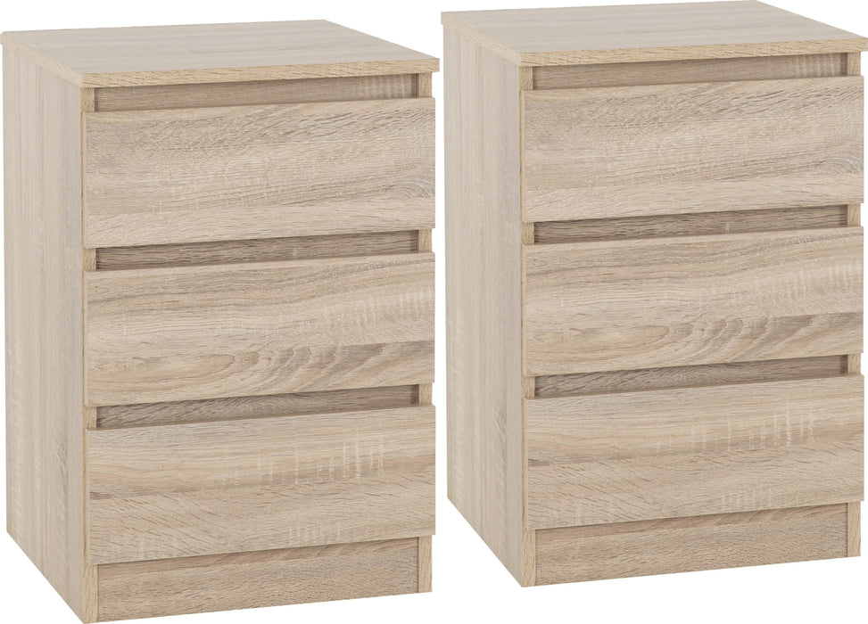 Pair of Malvern 3 Drawer Bedside Tables – Sonoma Oak