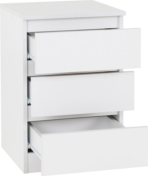 Pair of Malvern 3 Drawer Bedside Tables – White