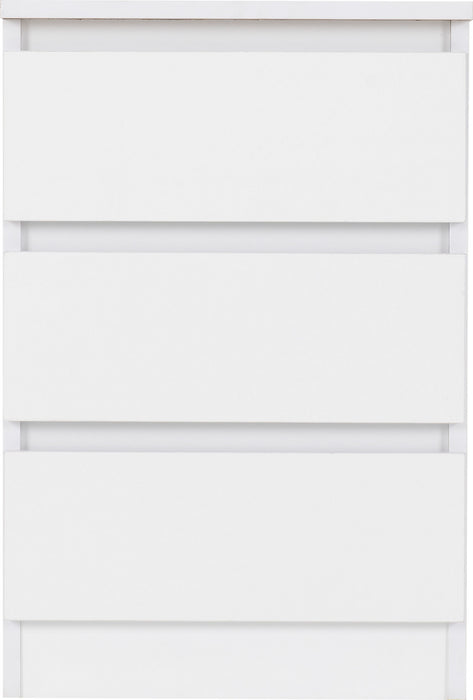 Malvern 3 Drawer Bedside Table – White