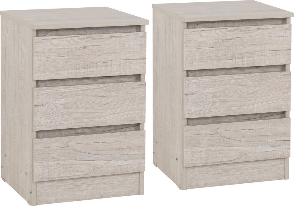 Pair of Malvern 3 Drawer Bedside Tables – Urban Snow