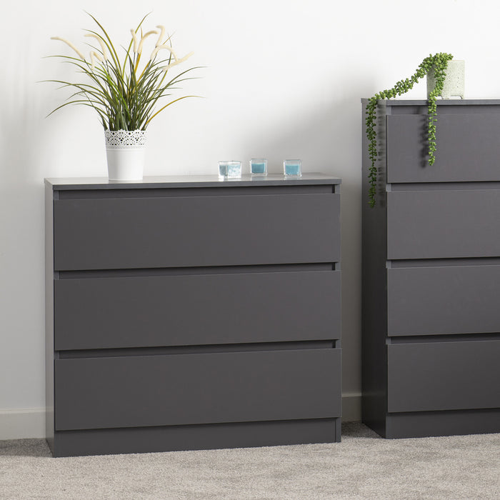 Malvern 3 Drawer Chest - Grey