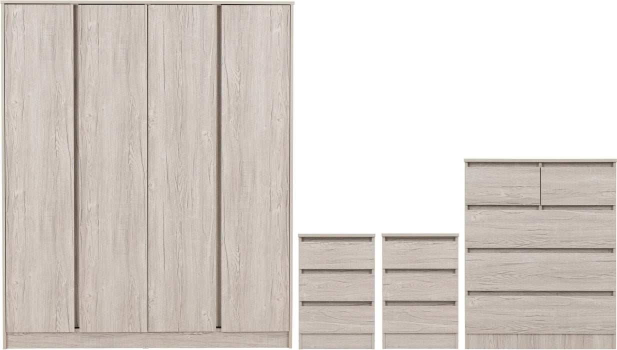 Malvern 4 Door Wardrobe Bedroom Set – Urban Snow
