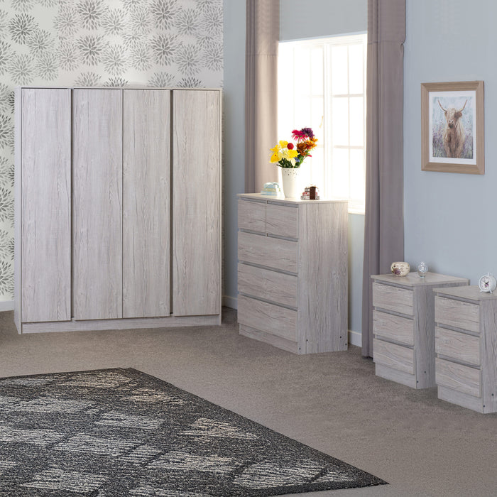 Malvern 4 Door Wardrobe Bedroom Set – Urban Snow