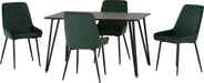 Black Marble Marlow Dining Set with Avery Chairs – Black Marble Effect/Black/Emerald Green Velvet