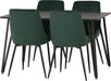 Black Marble Marlow Dining Set with Avery Chairs – Black Marble Effect/Black/Emerald Green Velvet