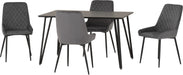 Black Marble Marlow Dining Set with Avery Chairs – Black Marble Effect/Black/Grey Velvet