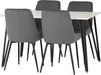 White Marble Marlow Dining Set with Avery Chairs –  Effect/Black/Grey Velvet