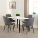 White Marble Marlow Dining Set with Avery Chairs –  Effect/Black/Grey Velvet