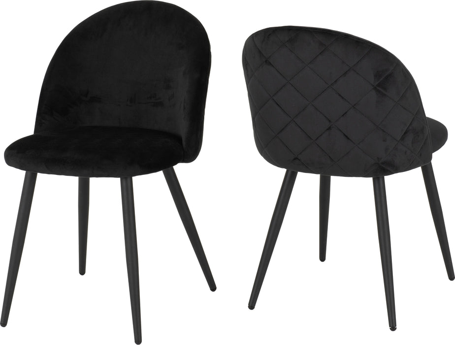 marlow black velvet dining chairs x 2
