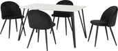 marlow white marble dining set with black velvet chairs
