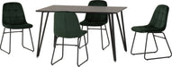 Black Marble Marlow Dining Set with Lukas Chairs – Black Marble Effect/Black/Emerald Green Velvet