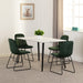 Marlow Dining Set with Lukas Chairs – White Marble Effect/Black/Emerald Green Velvet