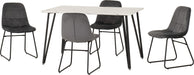 Marlow Dining Set with Lukas Chairs – White Marble Effect/Black/Grey Velvet