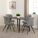 Marlow Dining Set with Quebec Chairs – Black Marble Effect/Black/Grey Faux Leather