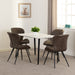 Marlow Dining Set with Quebec Chairs – White Marble Effect/Black/Brown Faux Leather