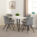 Marlow Dining Set with Quebec Chairs – White Marble Effect/Black/Grey Faux Leather