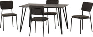 Marlow Dining Set with Sheldon Chairs – Black Marble Effect/Black/Grey Boucle Fabric