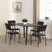 Marlow Dining Set with Sheldon Chairs – Black Marble Effect/Black/Grey Boucle Fabric