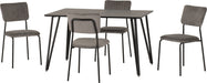 Marlow Dining Set with Sheldon Chairs – Black Marble Effect/Black/Grey Velvet Fabric