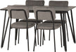 Marlow Dining Set with Sheldon Chairs – Black Marble Effect/Black/Grey Velvet Fabric