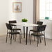 Marlow Dining Set with Sheldon Chairs – White Marble Effect/Black/Grey Boucle Fabric