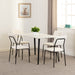 Marlow Dining Set with Sheldon Chairs – White Marble Effect/Black/Ivory Boucle Fabric